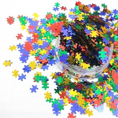 Impresión de corte a presión PUZZLE PET Forma brillante para diseños de puzzles llamativos en mezcla roja azul amarilla verde