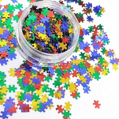 Impresión de corte a presión PUZZLE PET Forma brillante para diseños de puzzles llamativos en mezcla roja azul amarilla verde