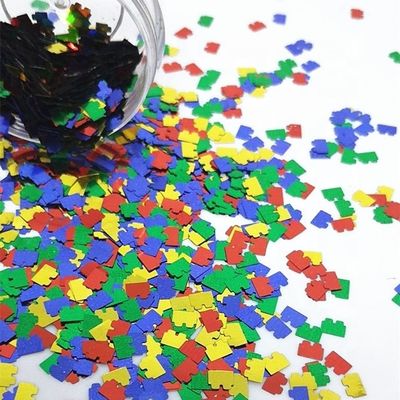 Impresión de corte a presión PUZZLE PET Forma brillante para diseños de puzzles llamativos en mezcla roja azul amarilla verde
