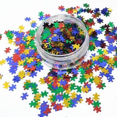 Impresión de corte a presión PUZZLE PET Forma brillante para diseños de puzzles llamativos en mezcla roja azul amarilla verde