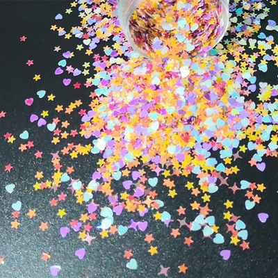 Haga que su artesanía se destaque con la forma de Hart mezclado forma de estrella brillo sequins brillo polvo cosmético cuerpo chunky brillo