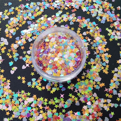 Haga que su artesanía se destaque con la forma de Hart mezclado forma de estrella brillo sequins brillo polvo cosmético cuerpo chunky brillo