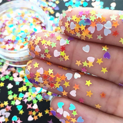 Haga que su artesanía se destaque con la forma de Hart mezclado forma de estrella brillo sequins brillo polvo cosmético cuerpo chunky brillo