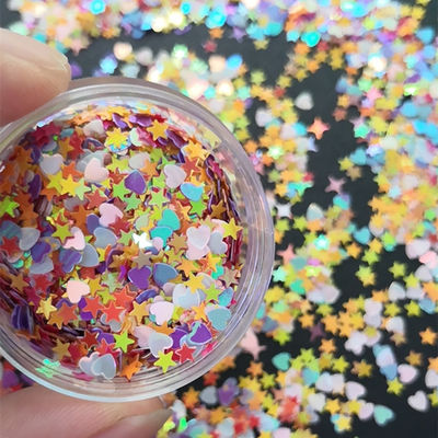 Haga que su artesanía se destaque con la forma de Hart mezclado forma de estrella brillo sequins brillo polvo cosmético cuerpo chunky brillo