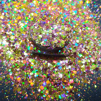 Glitter de cuerpo de poliéster Gel de oro holográfico Chunky Glitter para un aspecto de moda