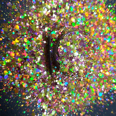 Glitter de cuerpo de poliéster Gel de oro holográfico Chunky Glitter para un aspecto de moda