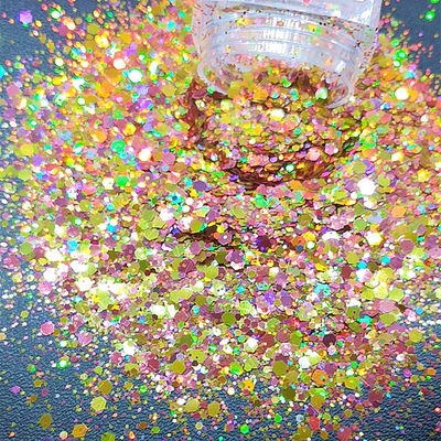 Glitter de cuerpo de poliéster Gel de oro holográfico Chunky Glitter para un aspecto de moda