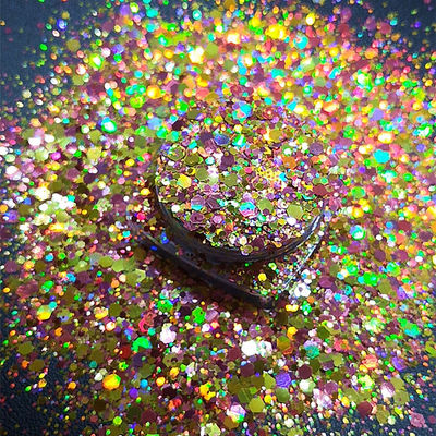 Glitter de cuerpo de poliéster Gel de oro holográfico Chunky Glitter para un aspecto de moda