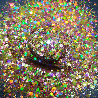 Glitter de cuerpo de poliéster Gel de oro holográfico Chunky Glitter para un aspecto de moda