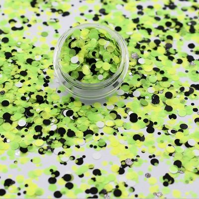 Excelente efecto de arte de uñas Brillo puntos blancos negros mezclados Brillo con material de poliéster