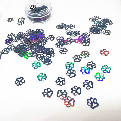 10mm Plata Negro Holográfico Glitter Patas de perro Impresión 1 kg cada uno para los suministros de fiesta Artesanía Número de modelo Embalaje Eventos