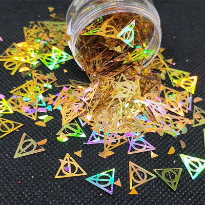 OEM Oro y plata holográfico Brillo con triángulos rojos azules verdes Otros suministros de vacaciones esenciales