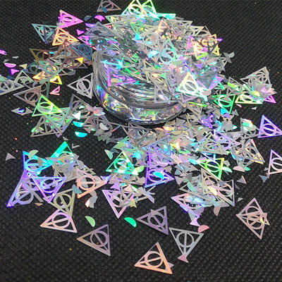 OEM Oro y plata holográfico Brillo con triángulos rojos azules verdes Otros suministros de vacaciones esenciales