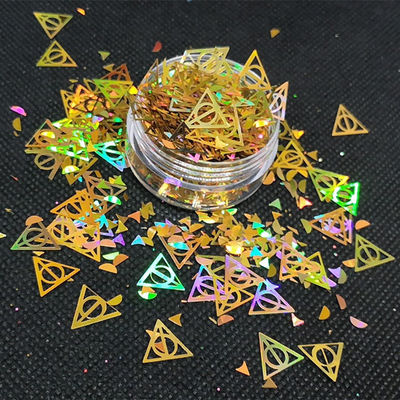 OEM Oro y plata holográfico Brillo con triángulos rojos azules verdes Otros suministros de vacaciones esenciales