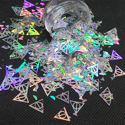 OEM Oro y plata holográfico Brillo con triángulos rojos azules verdes Otros suministros de vacaciones esenciales