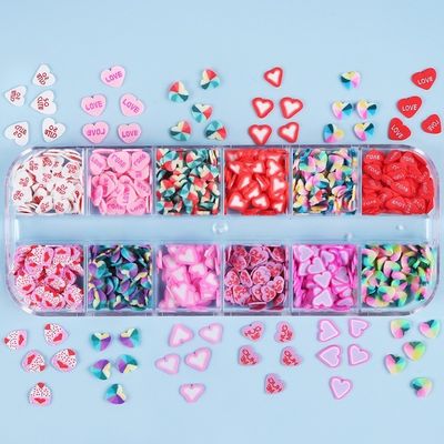 Nail Art Forma personalizada Polímero rebanadas de arcilla para San Valentín Rociadores de resina Artesanía y artesanía DIY Accesorios