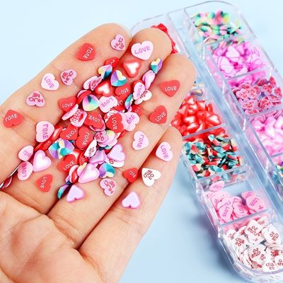 Nail Art Forma personalizada Polímero rebanadas de arcilla para San Valentín Rociadores de resina Artesanía y artesanía DIY Accesorios