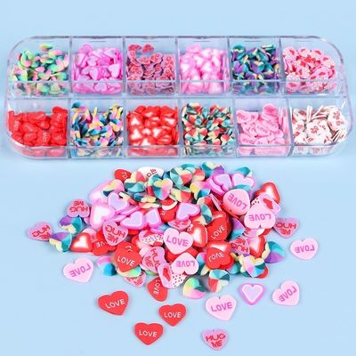Nail Art Forma personalizada Polímero rebanadas de arcilla para San Valentín Rociadores de resina Artesanía y artesanía DIY Accesorios