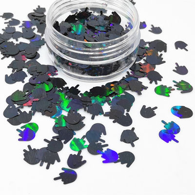 Fiestas de bodas Manias de poliéster 3D con dedo medio negro plateado holográfico Brillo y otros suministros navideños