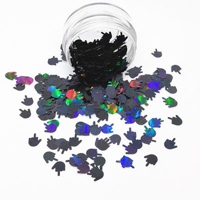 Fiestas de bodas Manias de poliéster 3D con dedo medio negro plateado holográfico Brillo y otros suministros navideños