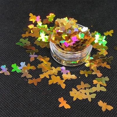 Oportunidad del Año Chino 15mm Oro Holográfico Brillo de abeja de miel para tumbler Selección de abejas de vidrio personalizado único